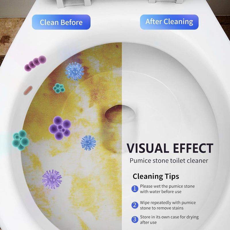 Laiyeoy Toilet Bowl Cleaner Pumice Stone -Hard Water Stain Remover, Powerfully Removes Toilet Bowl Rings，Rust &Lime，Ideal for Toilet Brush/BBQ Grills/Sink/Pool/Bathroom【2Pack】 (Extra Long Handle) - Image 5